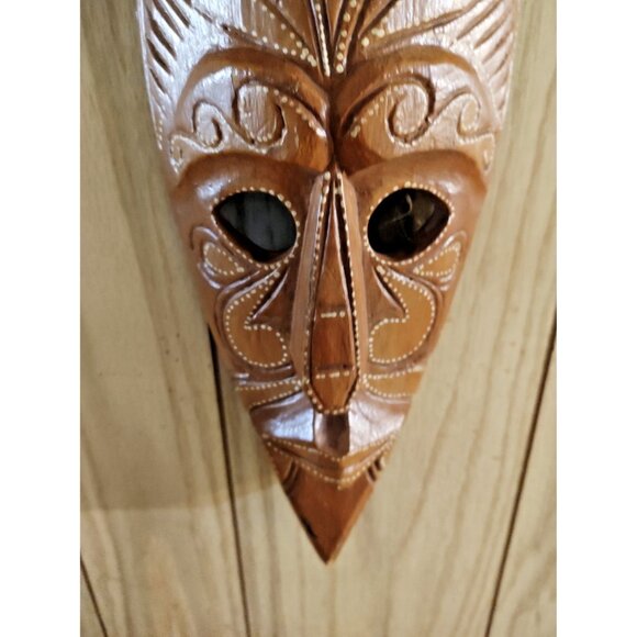 Hand Carved Wooden Decorative African Tribal Mask Love Turtle 18.5" x 5.5" - Picture 9 of 10